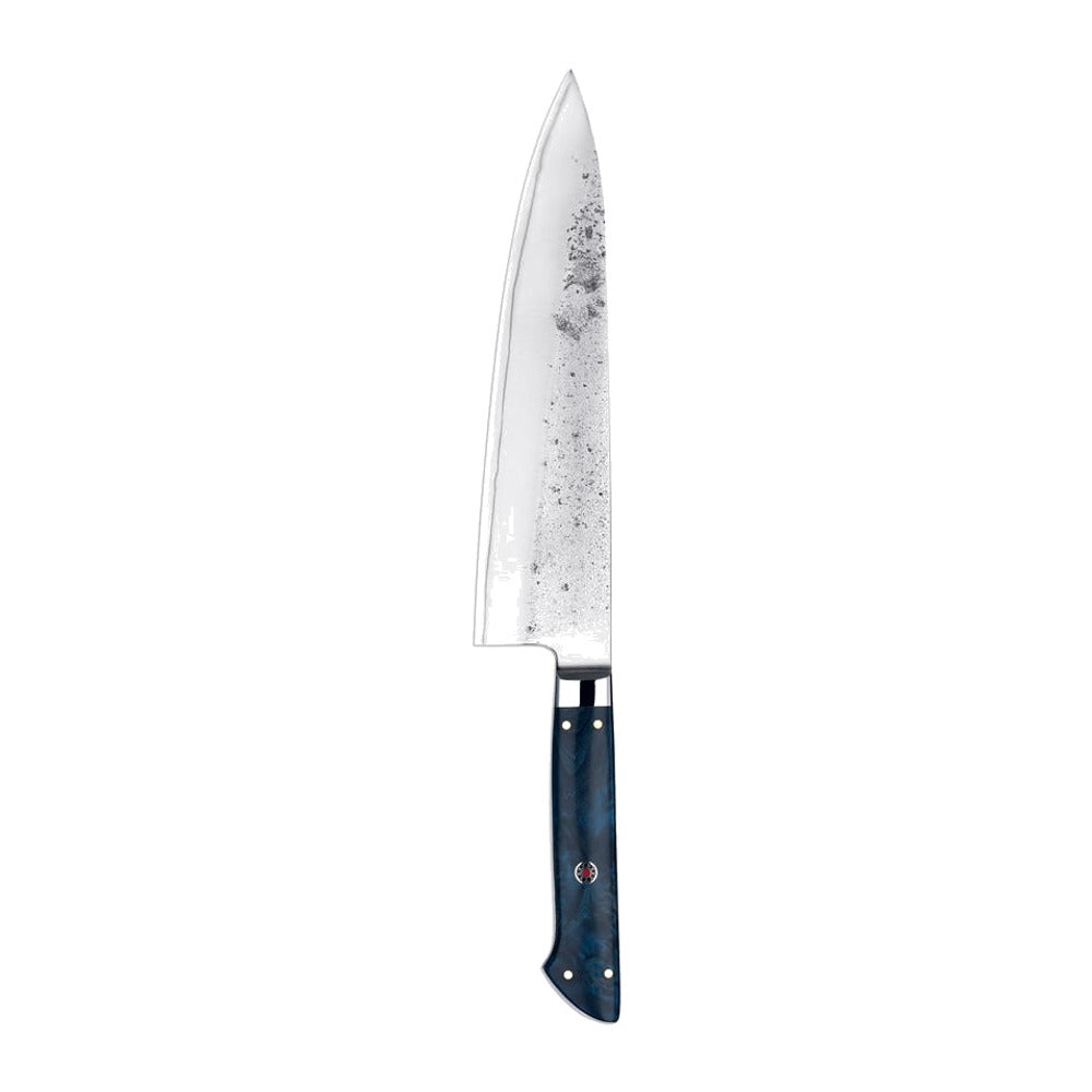 Couteau de Chef Aomori, lame 3 couches 210 mm, manche bois stabilisé bleu