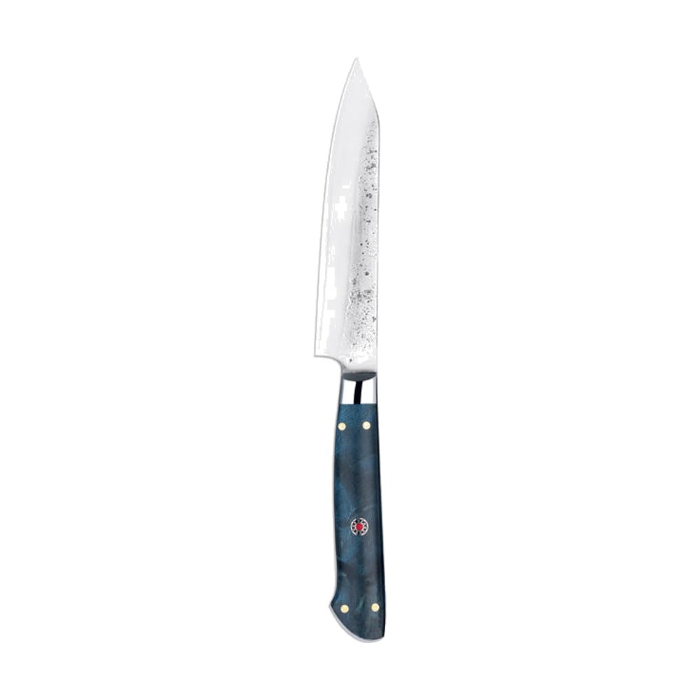 Couteau utilitaire Aomori, lame 3 couches 120 mm, manche bois stabilisé bleu
